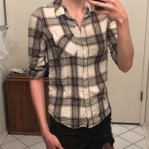 SO black and white plaid button down